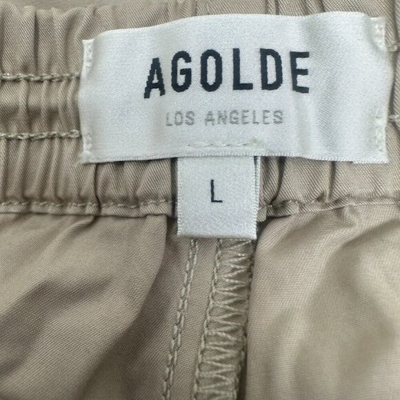 New Agolde Dakota Track Pant In Truffle Size Large Wide Leg Cotton Lightweight - Picture 12 of 16